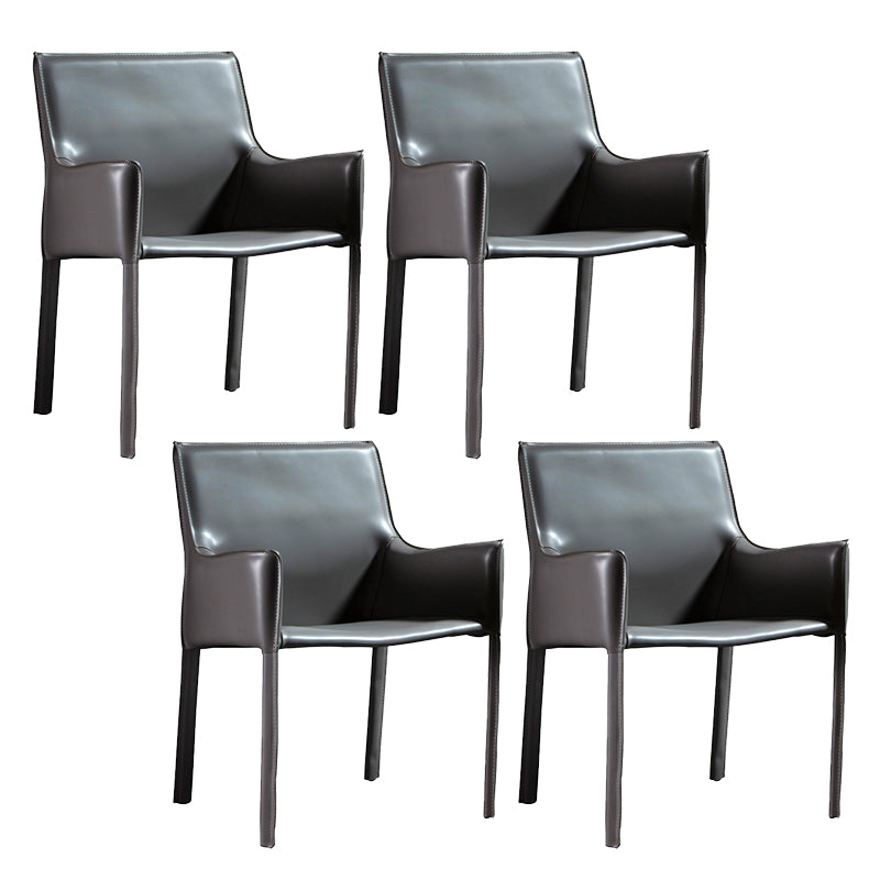 Upholstered Dining Chairs Faux Leather Kitchen Dining Arm Chair Grey 4 Piece Set Clearhalo 'Dining Chairs' 'Dining Tables & Seating' 'dining_chair' 'furn' 'furn_dining_chair' 'Furniture' 'Kitchen & Dining Furniture' 6304787