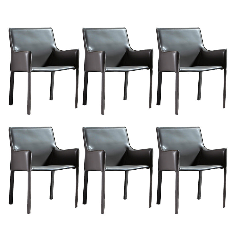 Upholstered Dining Chairs Faux Leather Kitchen Dining Arm Chair Grey 6 Piece Set Clearhalo 'Dining Chairs' 'Dining Tables & Seating' 'dining_chair' 'furn' 'furn_dining_chair' 'Furniture' 'Kitchen & Dining Furniture' 6304789