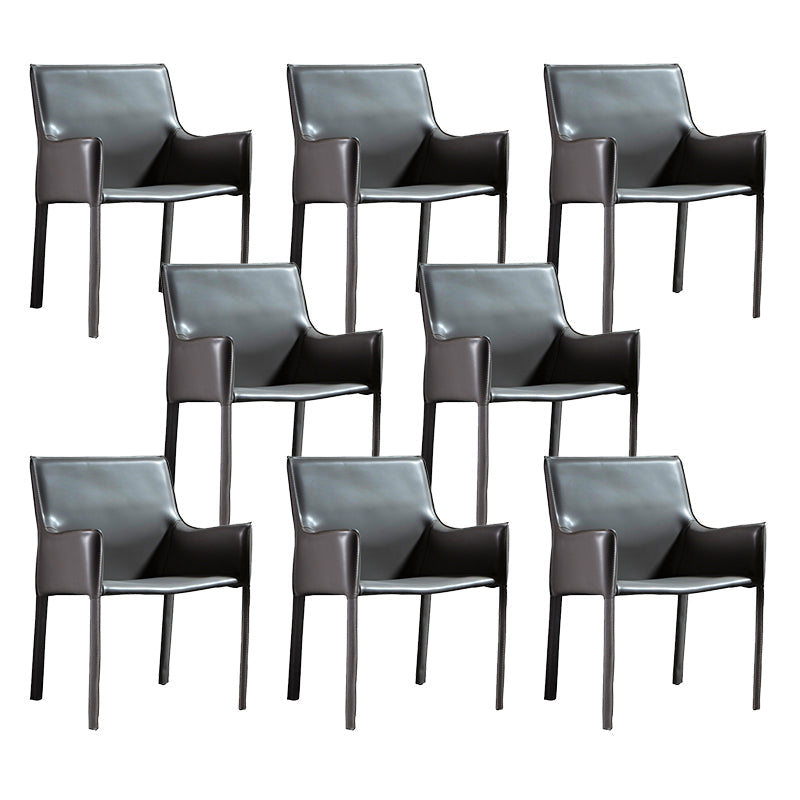 Upholstered Dining Chairs Faux Leather Kitchen Dining Arm Chair Grey 8 Piece Set Clearhalo 'Dining Chairs' 'Dining Tables & Seating' 'dining_chair' 'furn' 'furn_dining_chair' 'Furniture' 'Kitchen & Dining Furniture' 6304791