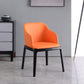 Contemporary Dining Arm Chair Faux Leather Dining Chair with Solid Wood Legs