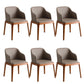 Contemporary Dining Arm Chair Faux Leather Dining Chair with Solid Wood Legs