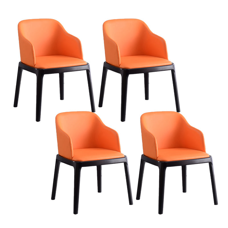 Contemporary Dining Arm Chair Faux Leather Dining Chair with Solid Wood Legs