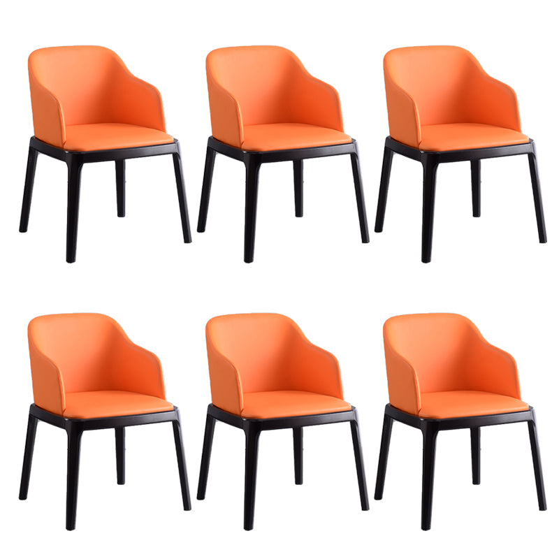 Contemporary Dining Arm Chair Faux Leather Dining Chair with Solid Wood Legs