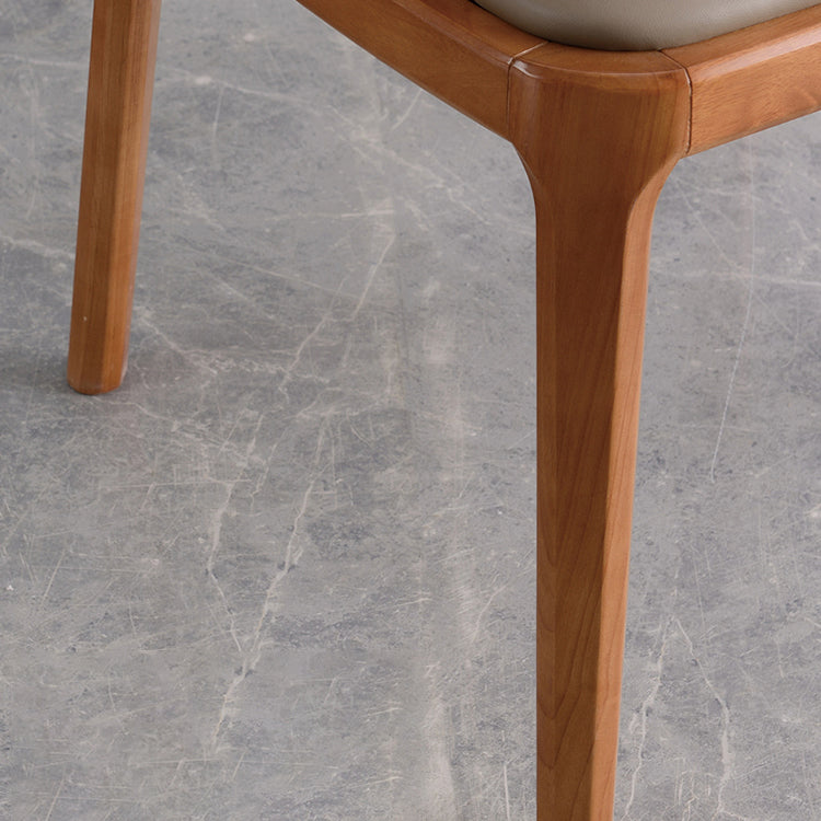 Contemporary Dining Arm Chair Faux Leather Dining Chair with Solid Wood Legs