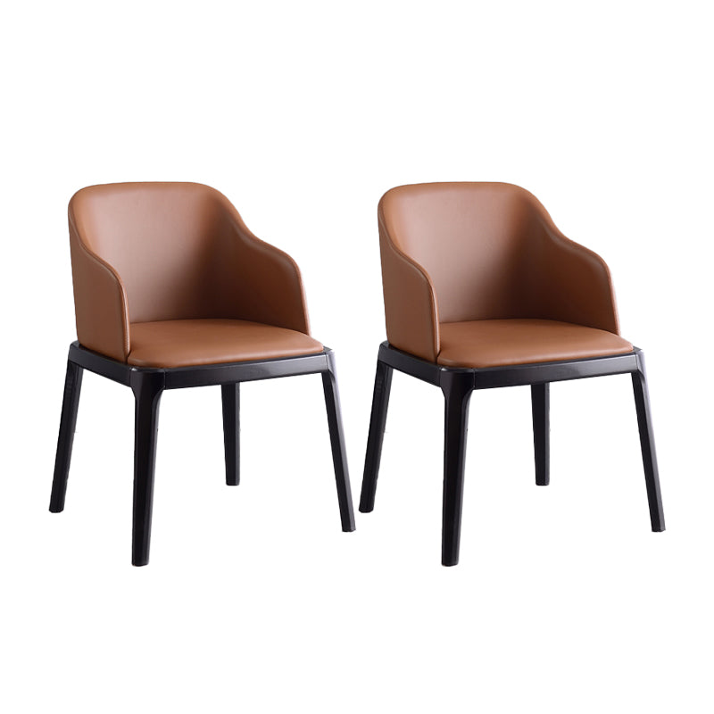 Contemporary Dining Arm Chair Faux Leather Dining Chair with Solid Wood Legs