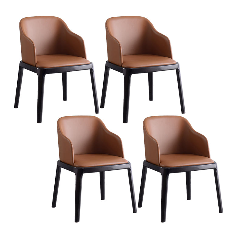 Contemporary Dining Arm Chair Faux Leather Dining Chair with Solid Wood Legs