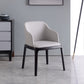 Contemporary Dining Arm Chair Faux Leather Dining Chair with Solid Wood Legs