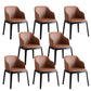 Contemporary Dining Arm Chair Faux Leather Dining Chair with Solid Wood Legs