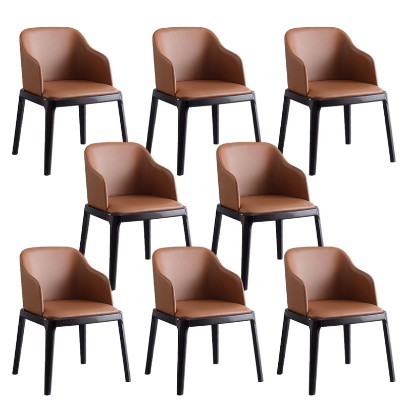 Contemporary Dining Arm Chair Faux Leather Dining Chair with Solid Wood Legs