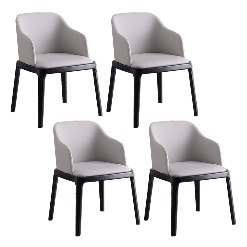 Contemporary Dining Arm Chair Faux Leather Dining Chair with Solid Wood Legs