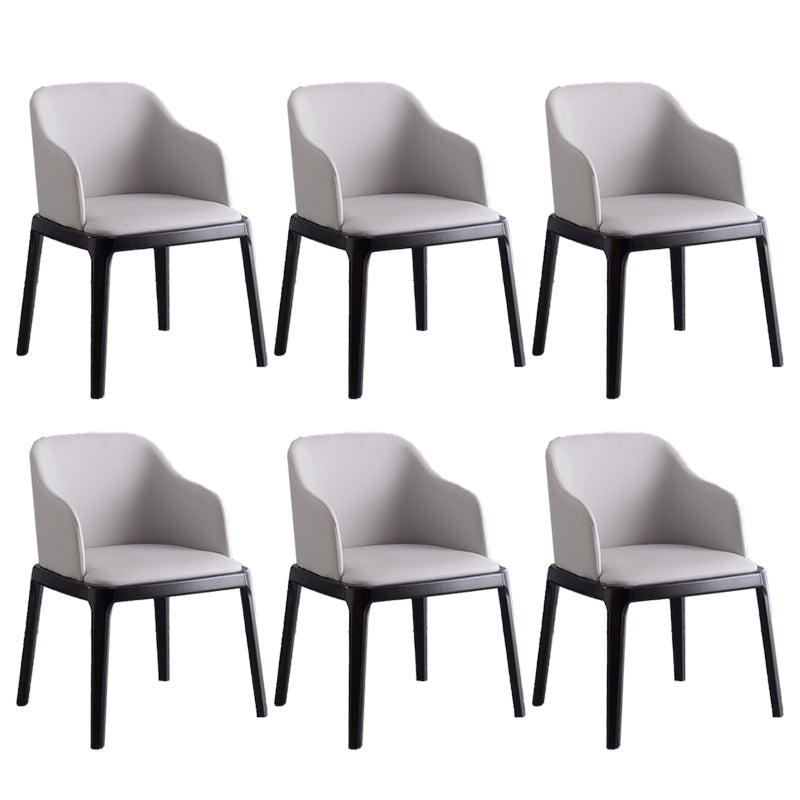 Contemporary Dining Arm Chair Faux Leather Dining Chair with Solid Wood Legs