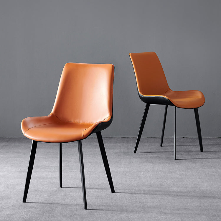 Industrial Dining Faux Leather Chair Indoor Black Metal Legs Dining Chair