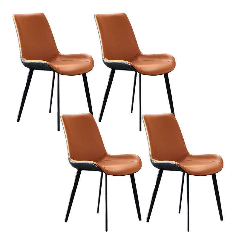 Industrial Dining Faux Leather Chair Indoor Black Metal Legs Dining Chair