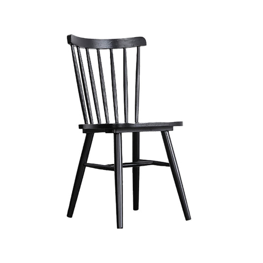 Contemporary Slat Back Stacking Chair Solid Wood Side Chair for Home Black 1 Piece