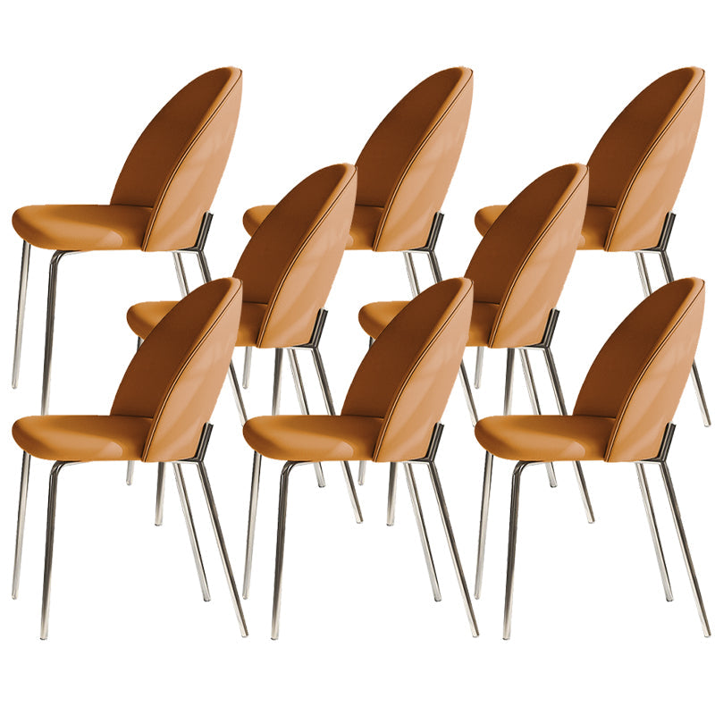 Eigentijdse keuken eetstoelen faux lederen zijstoelen met metalen benen