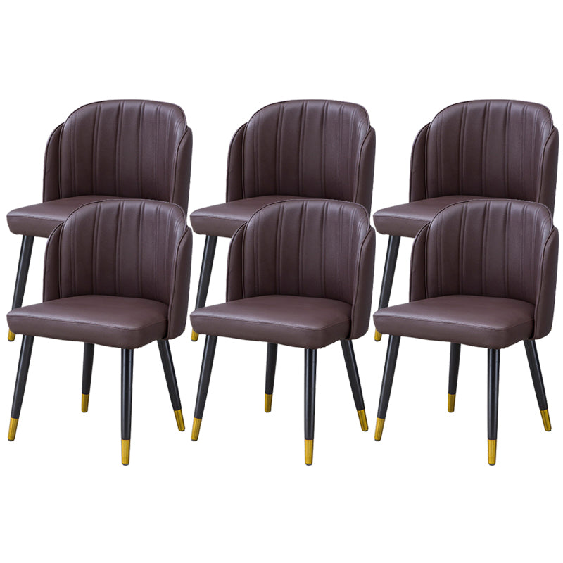 Glam Arm eetstoelen faux lederen zijstoelen met metalen benen