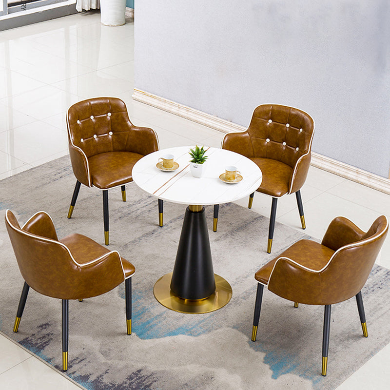 Glam Kitchen Dining Chairs Faux Leather Dining Arm Chair in Brown Clearhalo 'Dining Chairs' 'Dining Tables & Seating' 'dining_chair' 'furn' 'furn_dining_chair' 'Furniture' 'Kitchen & Dining Furniture' 6305029