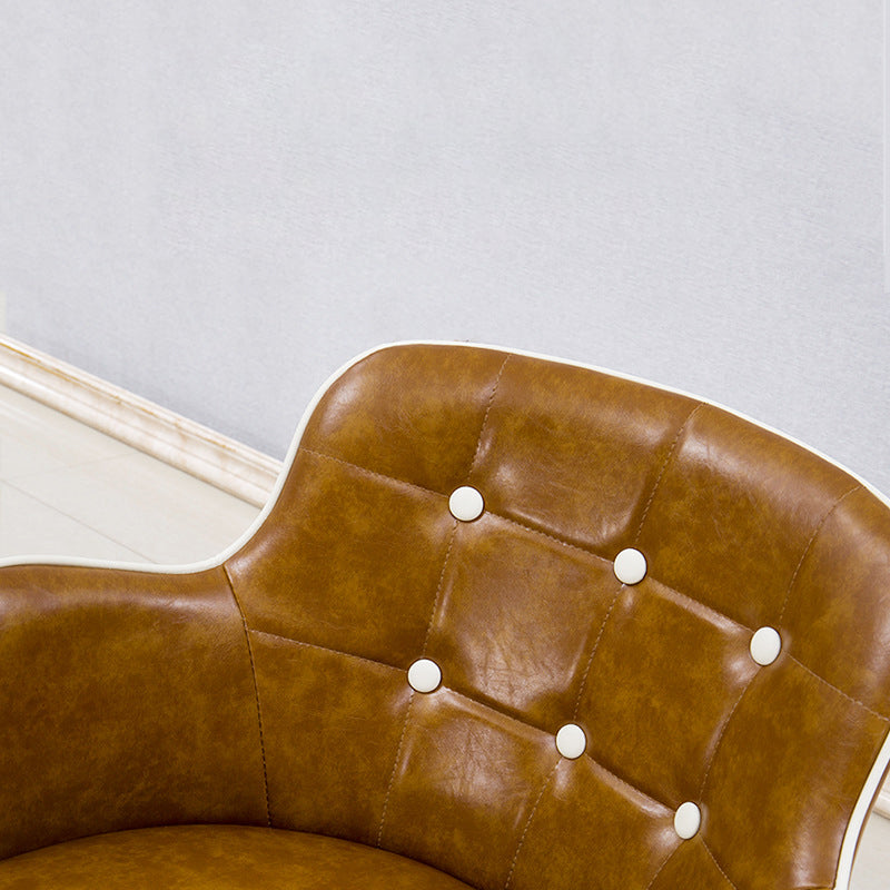 Glam Kitchen Dining Chairs Faux Leather Dining Arm Chair in Brown Clearhalo 'Dining Chairs' 'Dining Tables & Seating' 'dining_chair' 'furn' 'furn_dining_chair' 'Furniture' 'Kitchen & Dining Furniture' 6305031