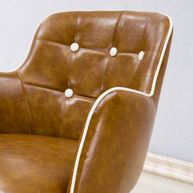 Glam Kitchen Dining Chairs Faux Leather Dining Arm Chair in Brown Clearhalo 'Dining Chairs' 'Dining Tables & Seating' 'dining_chair' 'furn' 'furn_dining_chair' 'Furniture' 'Kitchen & Dining Furniture' 6305033