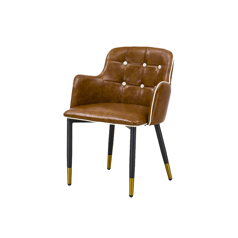 Glam Kitchen Dining Chairs Faux Leather Dining Arm Chair in Brown Clearhalo 'Dining Chairs' 'Dining Tables & Seating' 'dining_chair' 'furn' 'furn_dining_chair' 'Furniture' 'Kitchen & Dining Furniture' 6305034