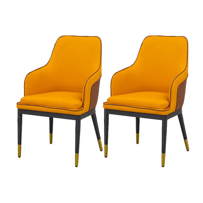 Glam Kitchen Dining Arm Chair Upholstered Side Chair with Metal Legs