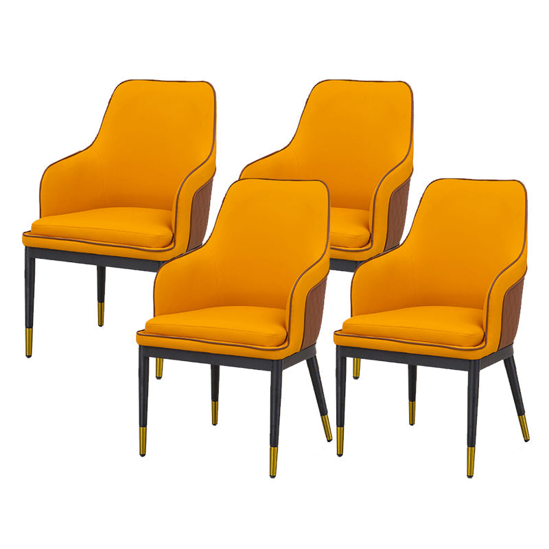 Glam Kitchen Dining Arm Chair Upholstered Side Chair with Metal Legs