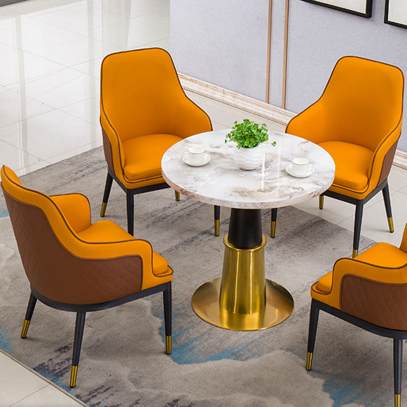 Glam Kitchen Dining Arm Chair Upholstered Side Chair with Metal Legs