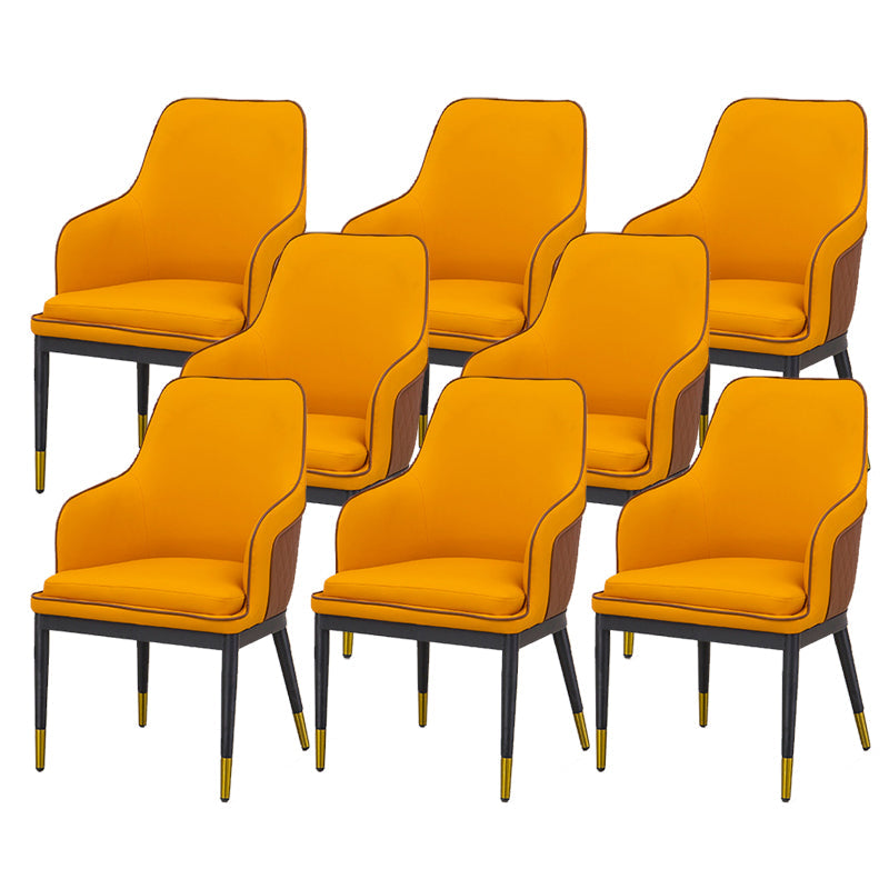 Glam Kitchen Dining Arm Chair Upholstered Side Chair with Metal Legs