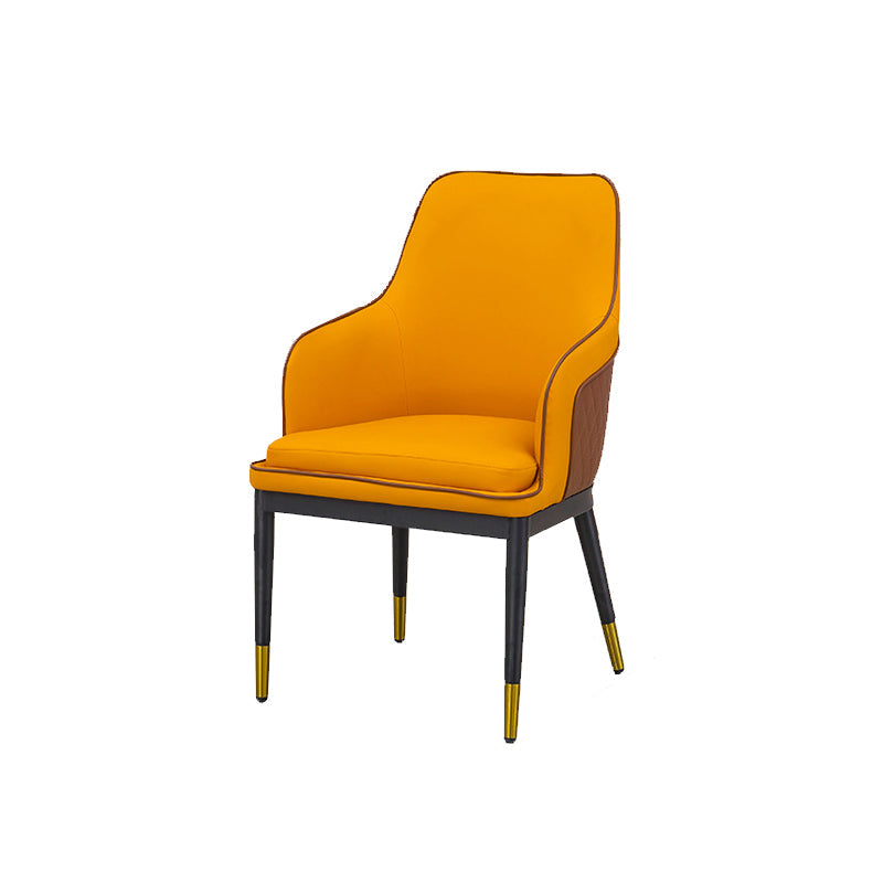 Glam Kitchen Dining Arm Chair Upholstered Side Chair with Metal Legs