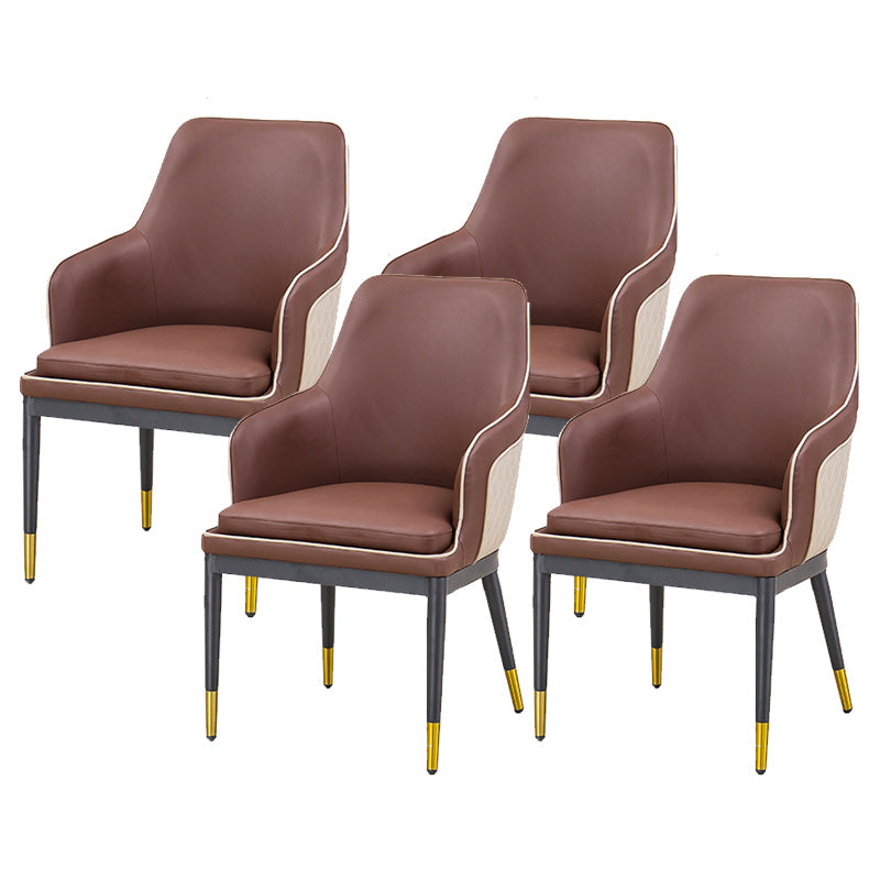 Glam Kitchen Dining Arm Chair Upholstered Side Chair with Metal Legs