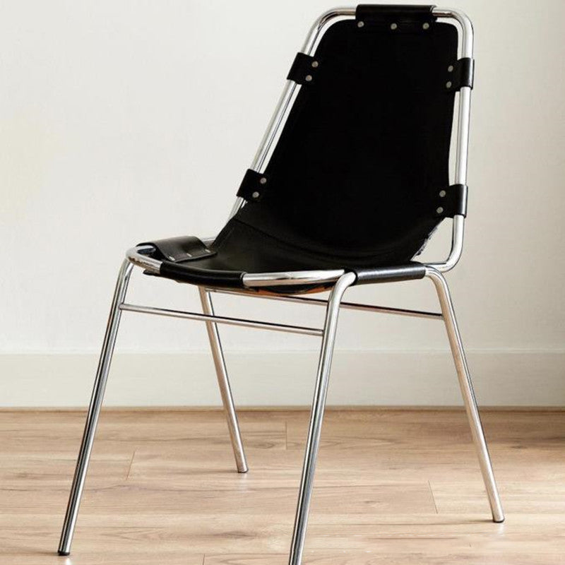 現代のキッチンダイニングチェアフェイクレザーサイドチェア銀の脚