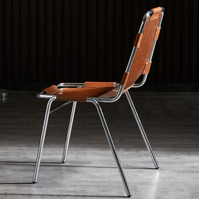 現代のキッチンダイニングチェアフェイクレザーサイドチェア銀の脚