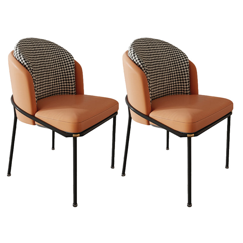 Glam Metal Kitchen Dining Chairs Upholstered Side Chairs with Black Legs Orange 2 Piece Set Clearhalo 'Dining Chairs' 'Dining Tables & Seating' 'dining_chair' 'furn' 'furn_dining_chair' 'Furniture' 'Kitchen & Dining Furniture' 6305136