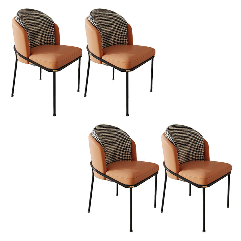 Glam Metal Kitchen Dining Chairs Upholstered Side Chairs with Black Legs Orange 4 Piece Set Clearhalo 'Dining Chairs' 'Dining Tables & Seating' 'dining_chair' 'furn' 'furn_dining_chair' 'Furniture' 'Kitchen & Dining Furniture' 6305138