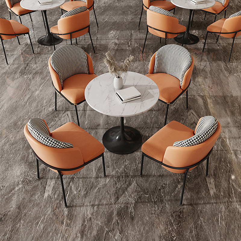 Glam Metal Kitchen Dining Chairs Upholstered Side Chairs with Black Legs Clearhalo 'Dining Chairs' 'Dining Tables & Seating' 'dining_chair' 'furn' 'furn_dining_chair' 'Furniture' 'Kitchen & Dining Furniture' 6305139
