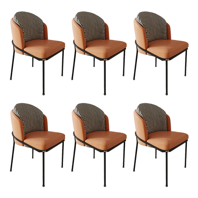 Glam Metal Kitchen Dining Chairs Upholstered Side Chairs with Black Legs Orange 6 Piece Set Clearhalo 'Dining Chairs' 'Dining Tables & Seating' 'dining_chair' 'furn' 'furn_dining_chair' 'Furniture' 'Kitchen & Dining Furniture' 6305140