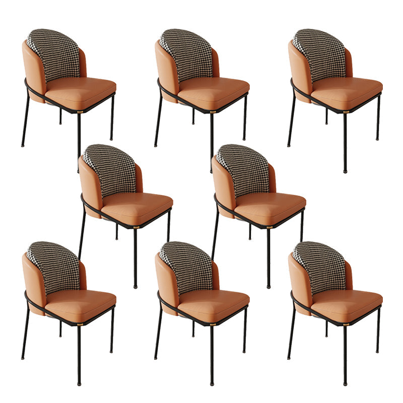 Glam Metal Kitchen Dining Chairs Upholstered Side Chairs with Black Legs Orange 8 Piece Set Clearhalo 'Dining Chairs' 'Dining Tables & Seating' 'dining_chair' 'furn' 'furn_dining_chair' 'Furniture' 'Kitchen & Dining Furniture' 6305142