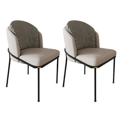 Glam Metal Kitchen Dining Chairs Upholstered Side Chairs with Black Legs Beige 2 Piece Set Clearhalo 'Dining Chairs' 'Dining Tables & Seating' 'dining_chair' 'furn' 'furn_dining_chair' 'Furniture' 'Kitchen & Dining Furniture' 6305144