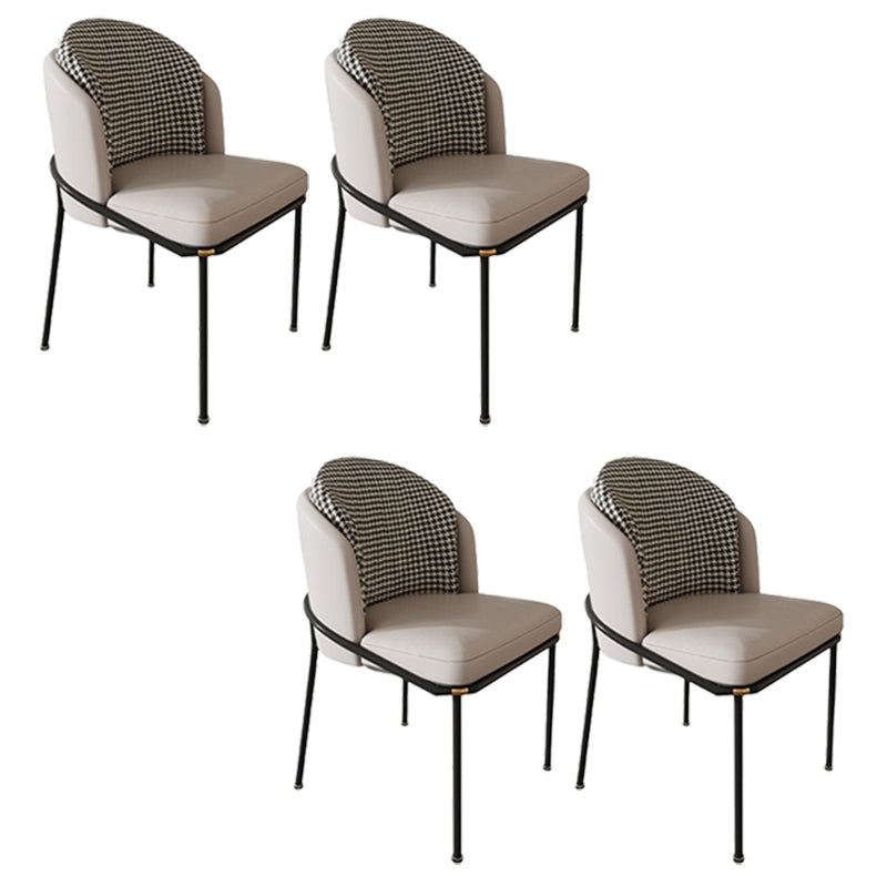 Glam Metal Kitchen Dining Chairs Upholstered Side Chairs with Black Legs Beige 4 Piece Set Clearhalo 'Dining Chairs' 'Dining Tables & Seating' 'dining_chair' 'furn' 'furn_dining_chair' 'Furniture' 'Kitchen & Dining Furniture' 6305146
