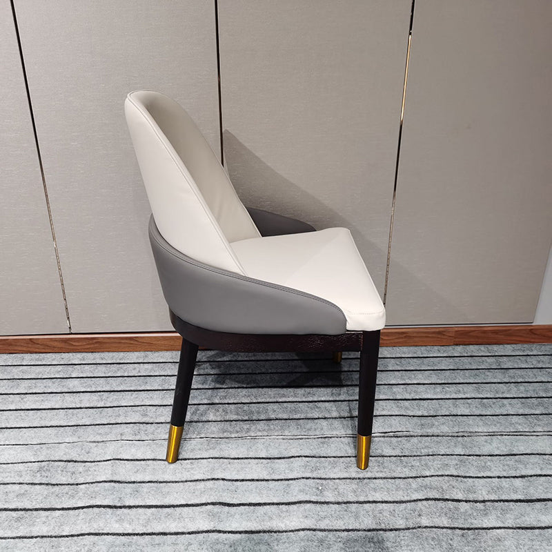 Sillas de comedor de cocina glamorosa sillas laterales tapizadas con pierna de madera