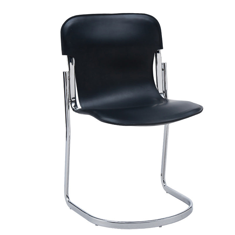 Metal Kitchen Dining Chairs Contemporary Dining Side Chair in Black Clearhalo 'Dining Chairs' 'Dining Tables & Seating' 'dining_chair' 'furn' 'furn_dining_chair' 'Furniture' 'Kitchen & Dining Furniture' 6305175