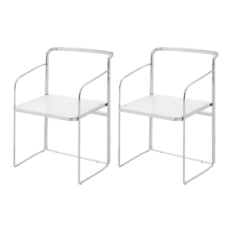 Sillas de comedor de cocina de metal silla lateral de comedor abierta en plata