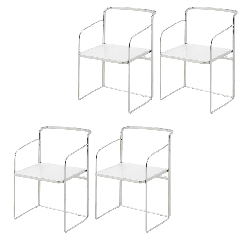 Sillas de comedor de cocina de metal silla lateral de comedor abierta en plata