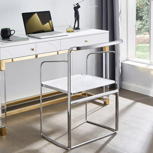 Sedie da pranzo in metallo da cucina aperta sedia da sala da pranzo in argento