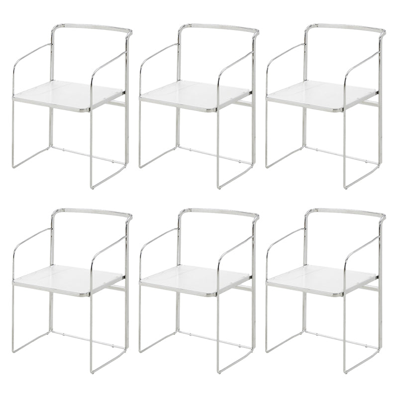 Sillas de comedor de cocina de metal silla lateral de comedor abierta en plata
