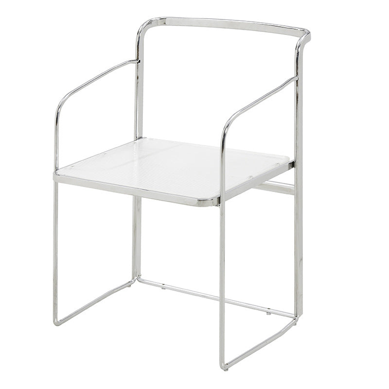 Sillas de comedor de cocina de metal silla lateral de comedor abierta en plata