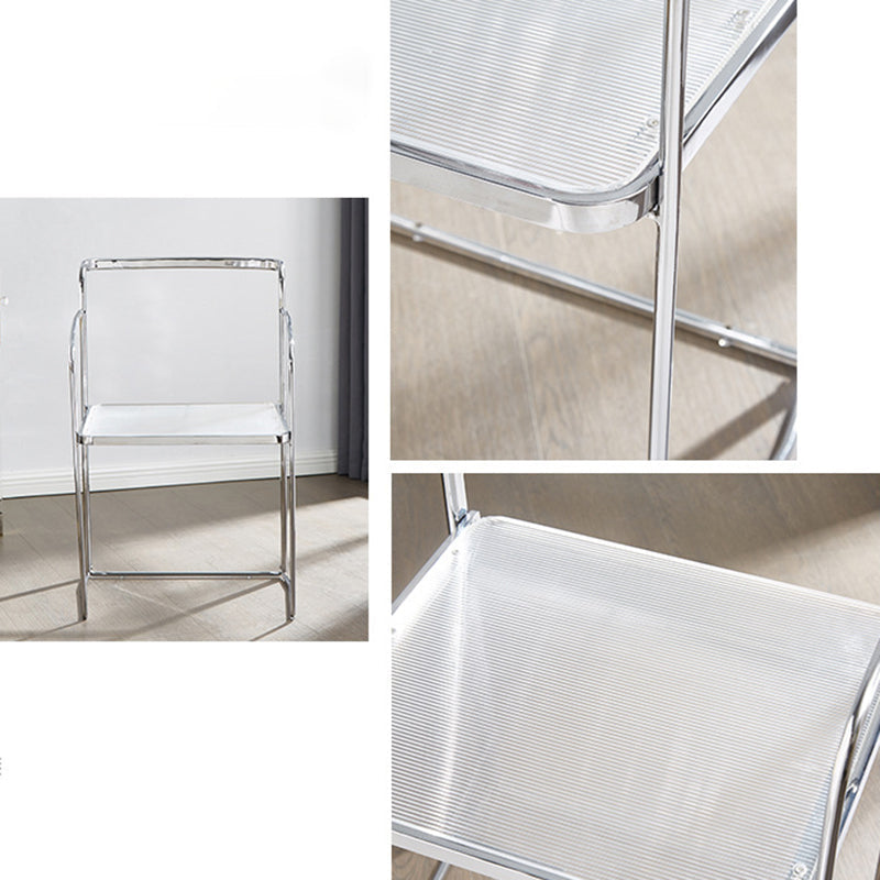 Sillas de comedor de cocina de metal silla lateral de comedor abierta en plata