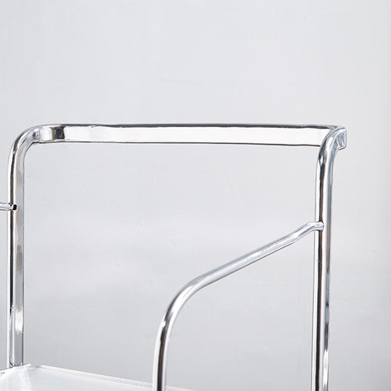 Sillas de comedor de cocina de metal silla lateral de comedor abierta en plata