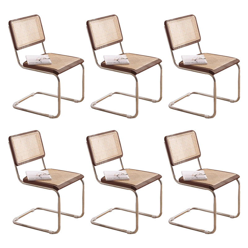 Contemporary Side Chair Open Back Dining Room Chair for Kitchen Walnut 6 Piece Set Clearhalo 'Dining Chairs' 'Dining Tables & Seating' 'dining_chair' 'furn' 'furn_dining_chair' 'Furniture' 'Kitchen & Dining Furniture' 6305566