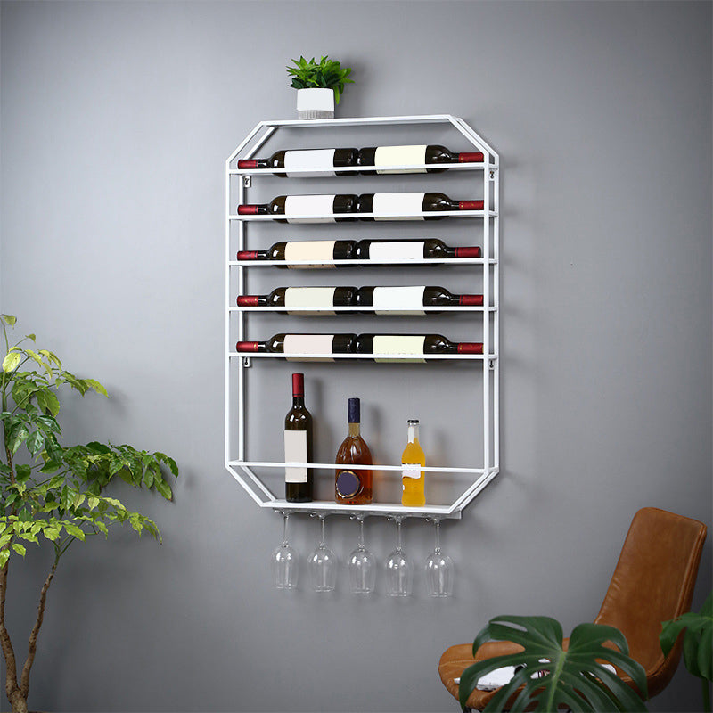 Metal Wall Mounted Wine Rack 27.5"L x 39"H Wine Stemware Holder